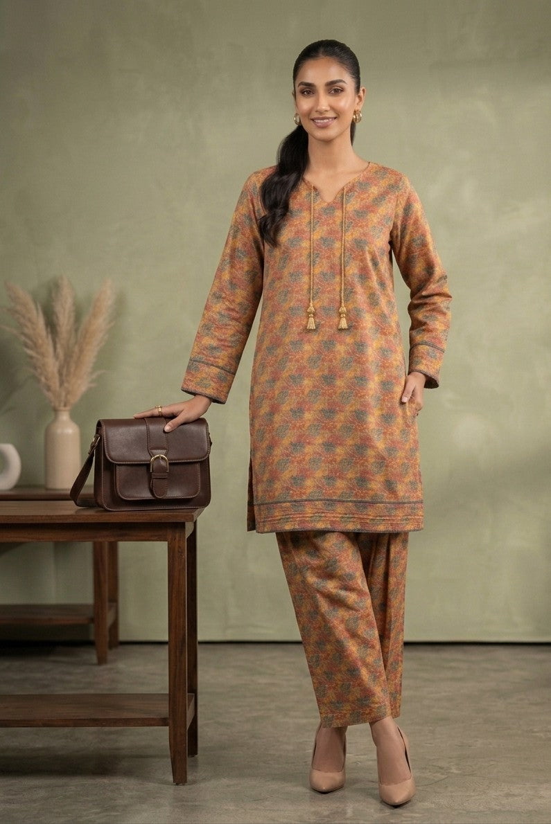 Amber Leaf Printed Shirt With Farshi Shalwar Bayashma 