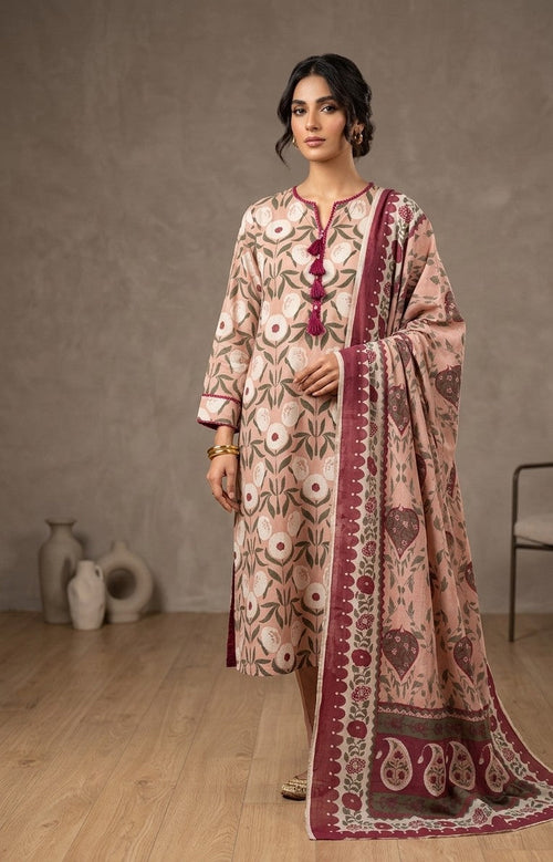 2 Piece Peach Shirt with Printed Dupatta Bayashma 