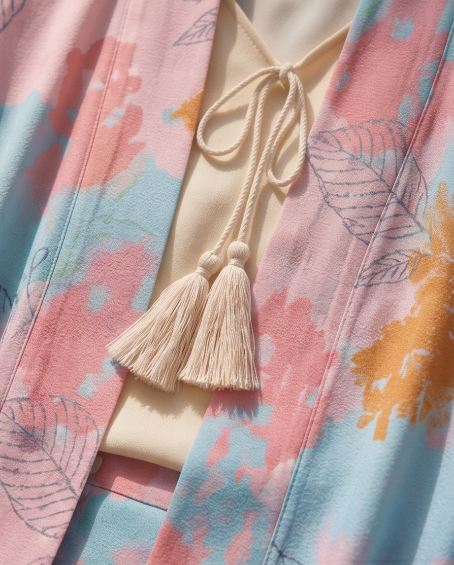 Pastel Floral Linen Open-Front Co-ord Set Bayashma 