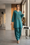 Floral Printed Teal Kurta & Farshi Shalwar Bayashma 