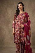 Red Printed Lawn 3 Piece Bayashma 