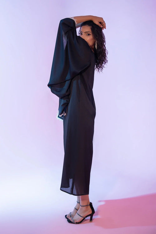 Black Chiffon Long Shirt Bayashma detail view