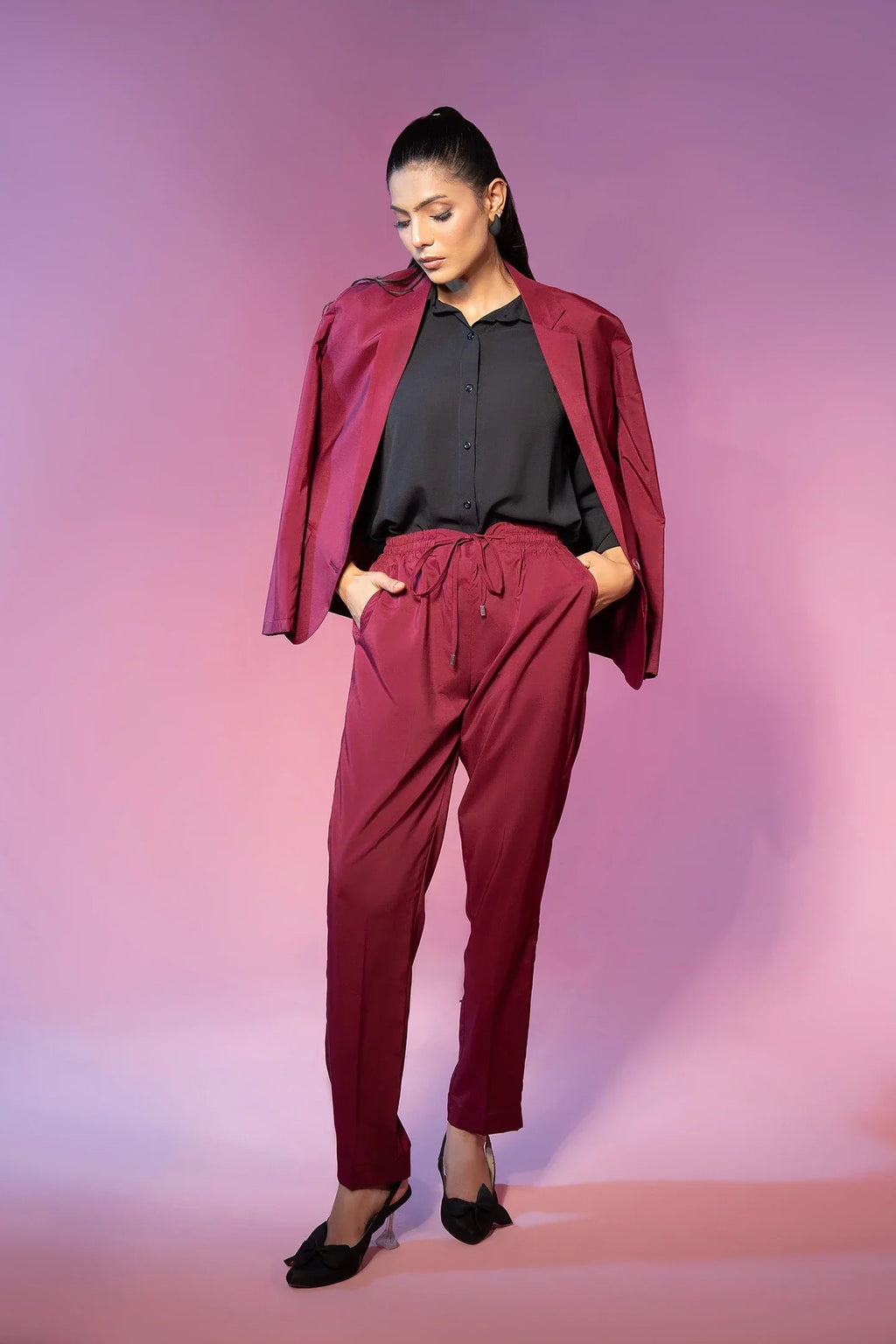 Maroon Tropical 2 Piece Bayashma 