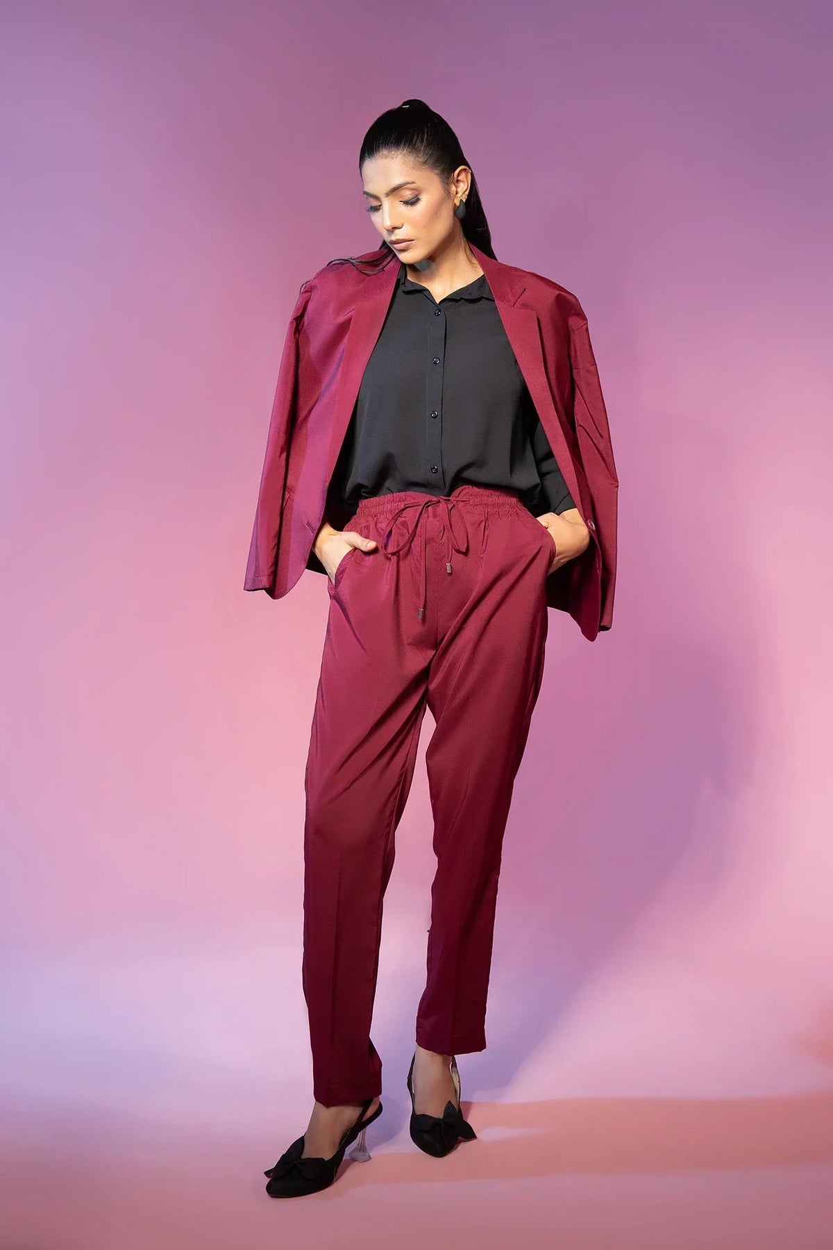Maroon Tropical 2 Piece Bayashma 