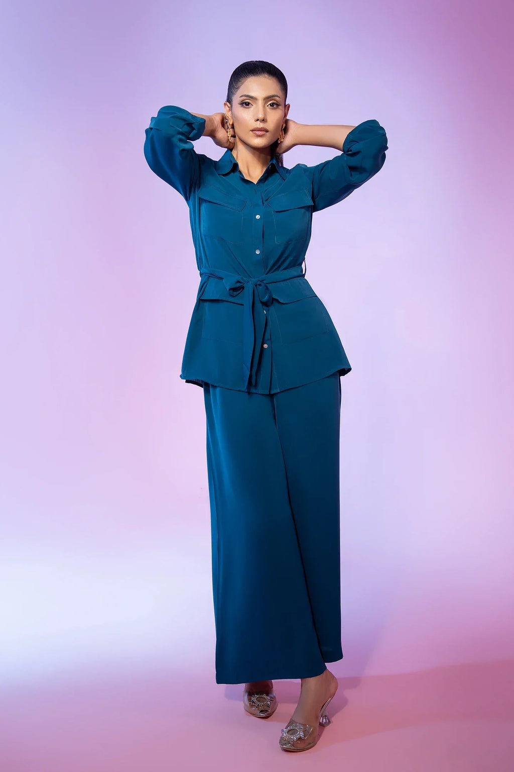 Teal Crepe 2 Piece Bayashma