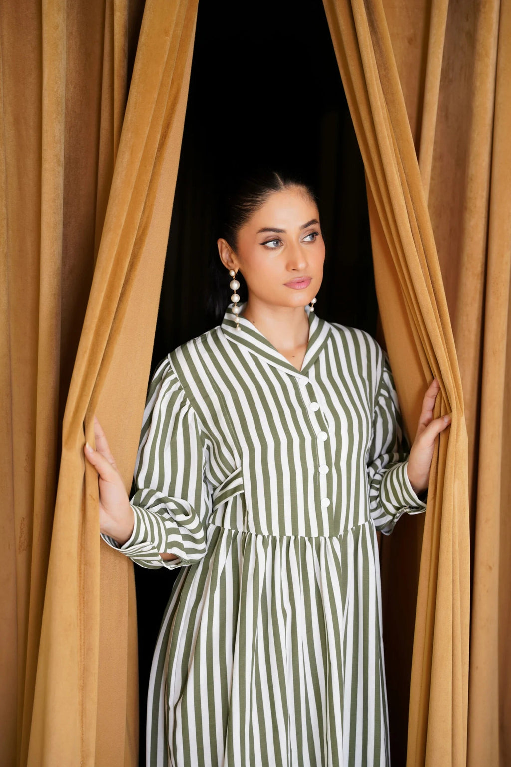 Green Striped Frock Bayashma 