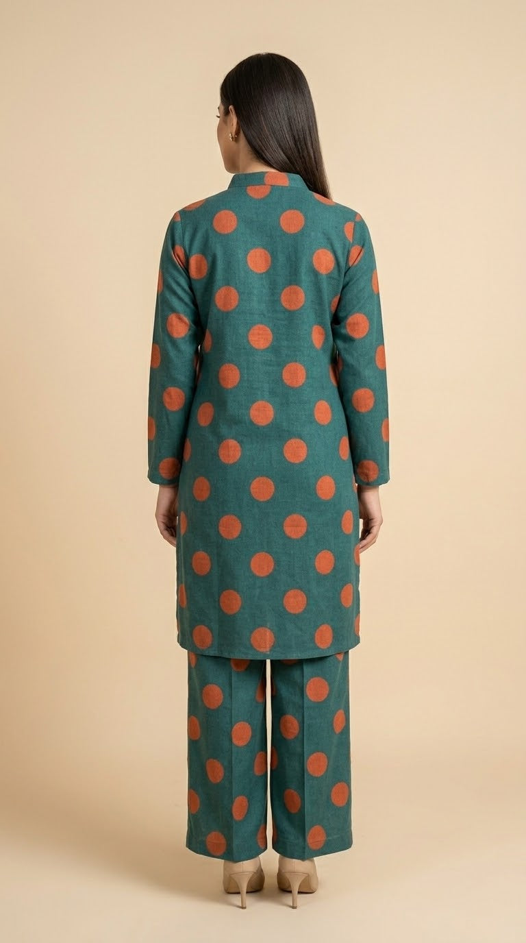 Teal & Rust Polka Dot Co-ord Set Bayashma 