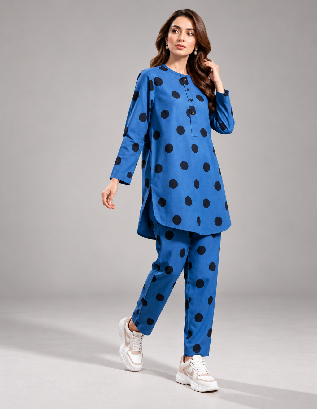 Blue & Black Polka Dot Corduroy Co-ord Set Bayashma 