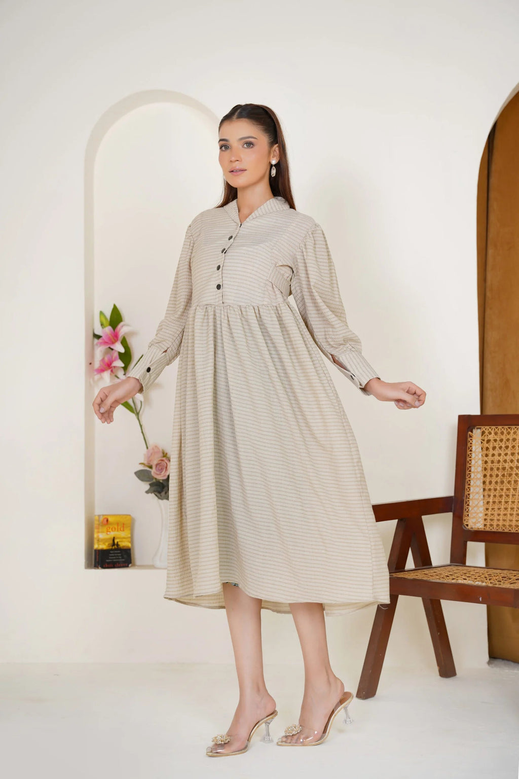 Brown Striped Frock Bayashma 