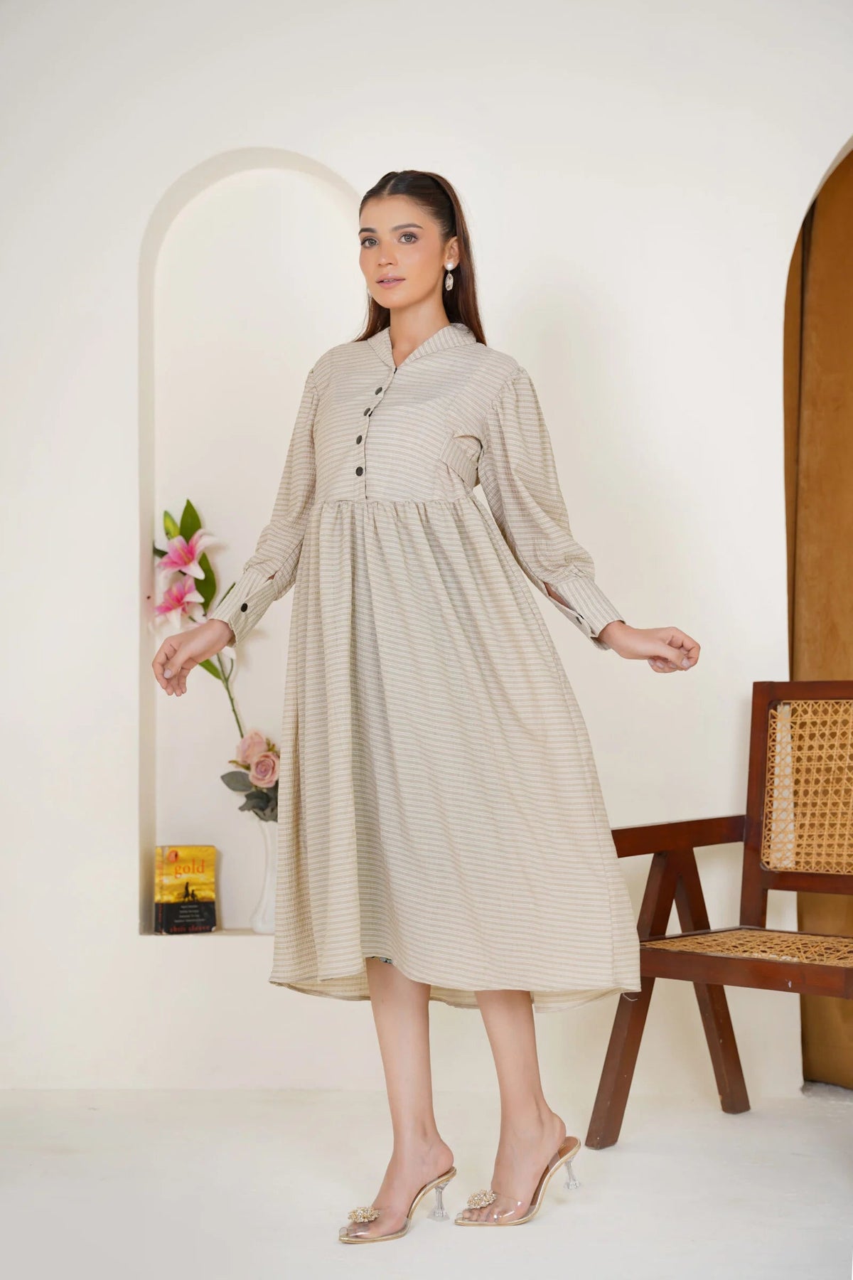 Brown Striped Frock Bayashma 