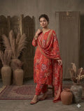 Rust Red Printed Lawn 3 Piece Bayashma