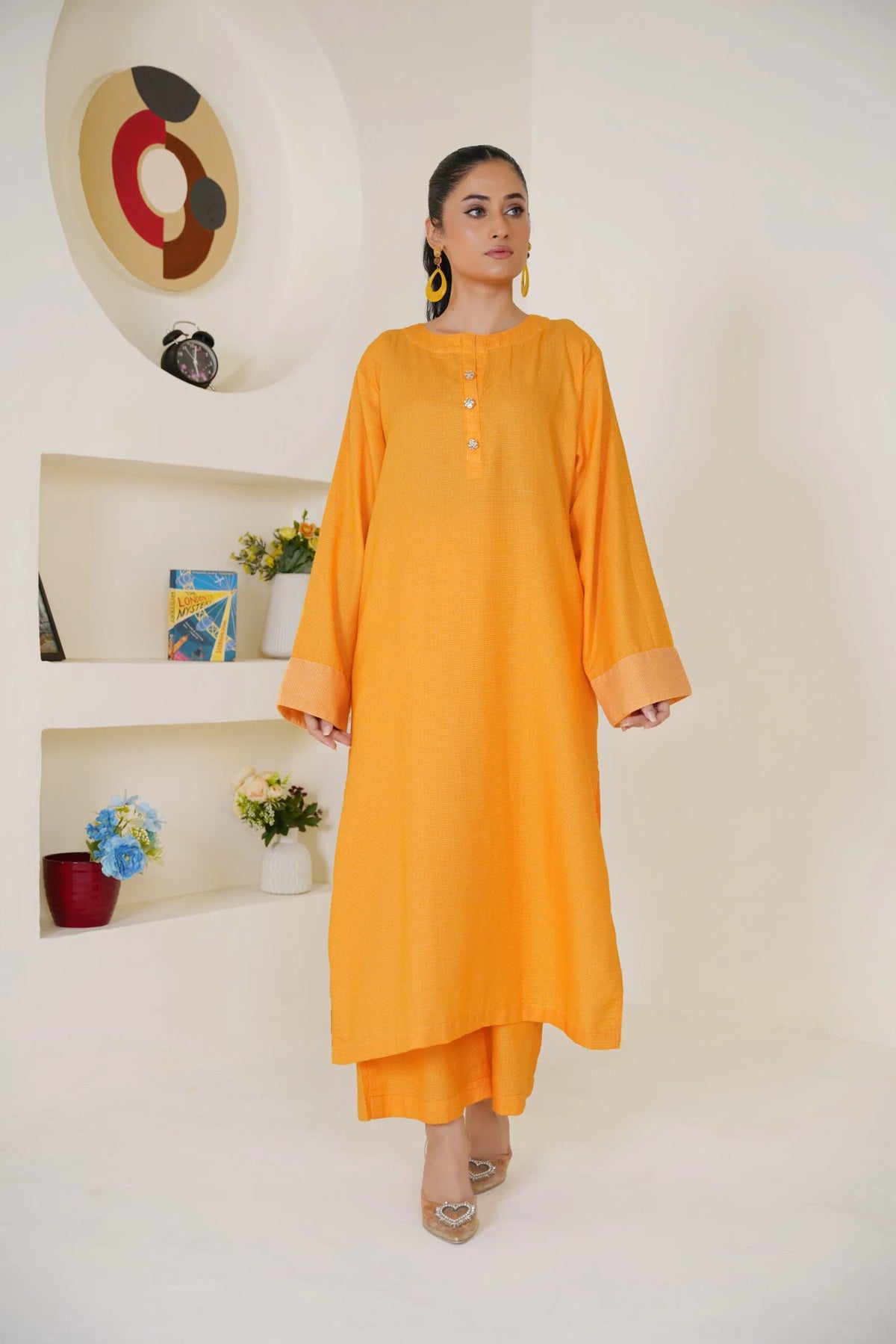 Orange Printed 2 Piece Bayashma 