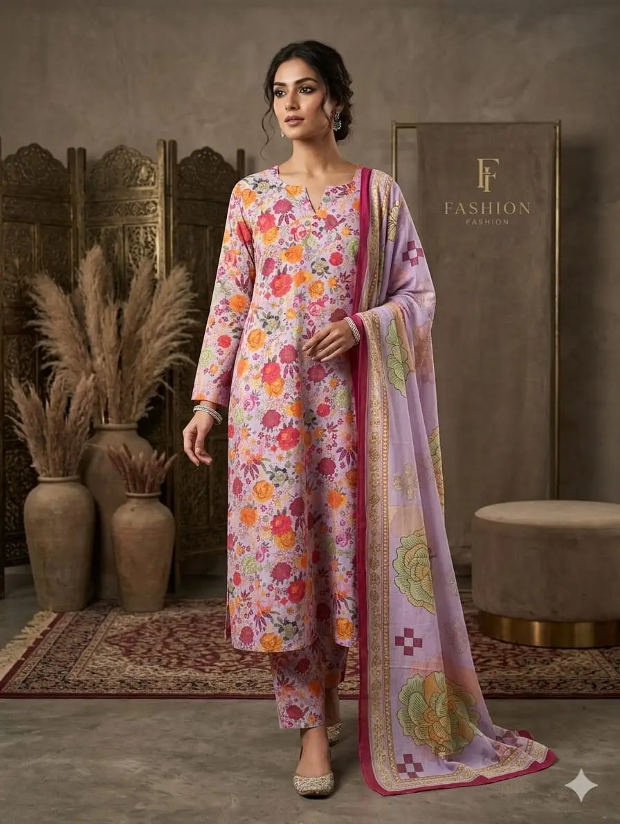 Pink Printed Lawn 3 Piece Bayashma 