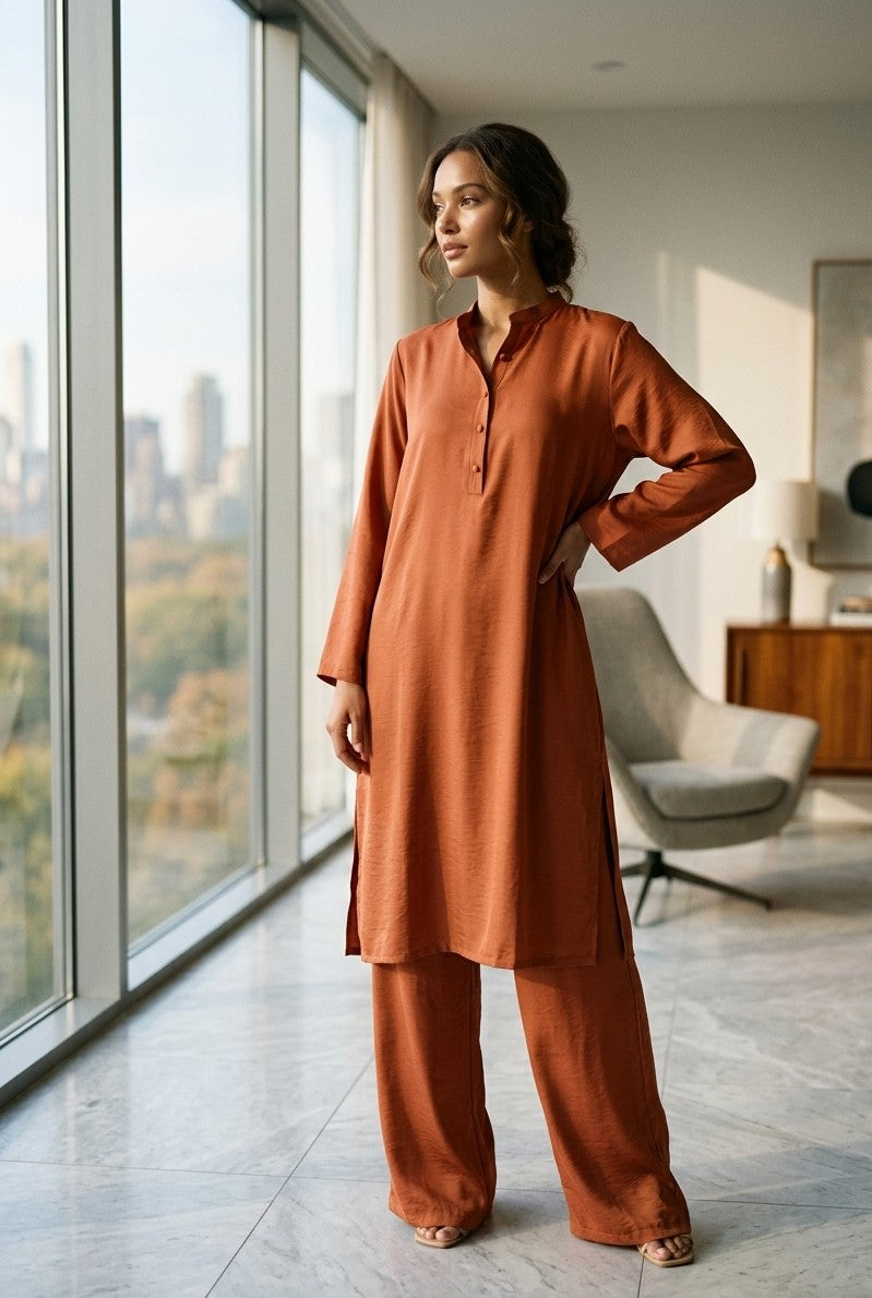 Earthbound Rust Slub-Textured Suit Bayashma 