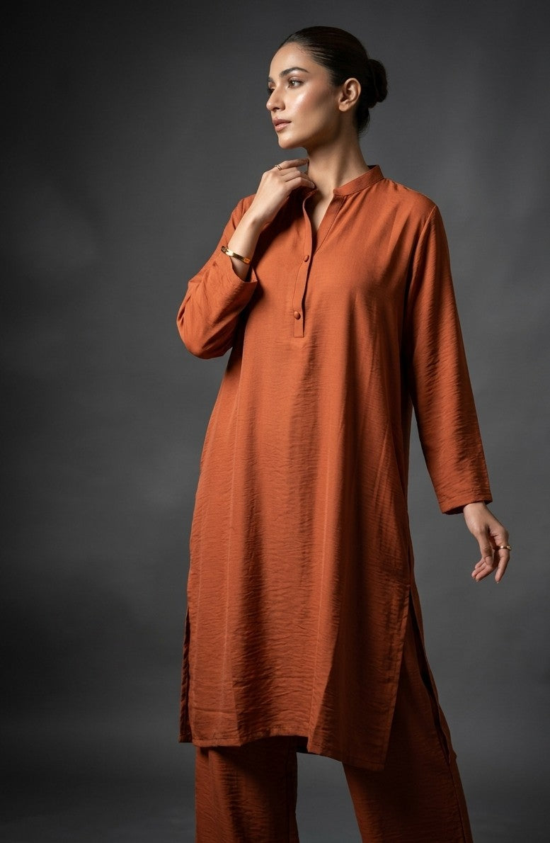 Earthbound Rust Slub-Textured Suit Bayashma 