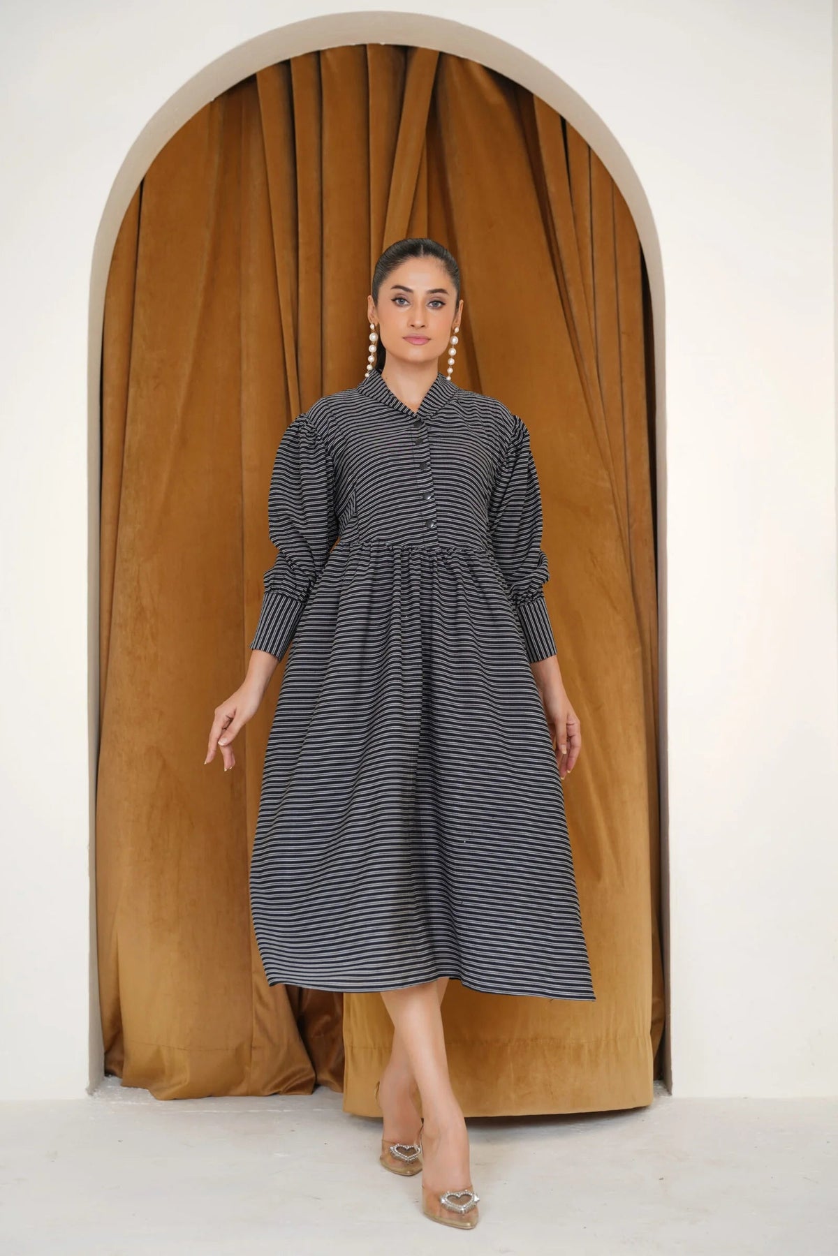 Black Striped Frock Bayashma 