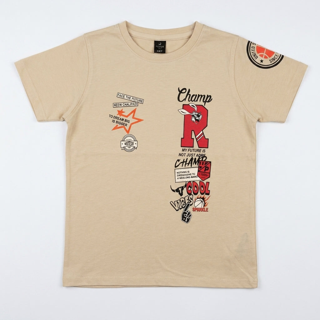 CHAMPS T-SHIRT | BEIGE SORCE KIDS 
