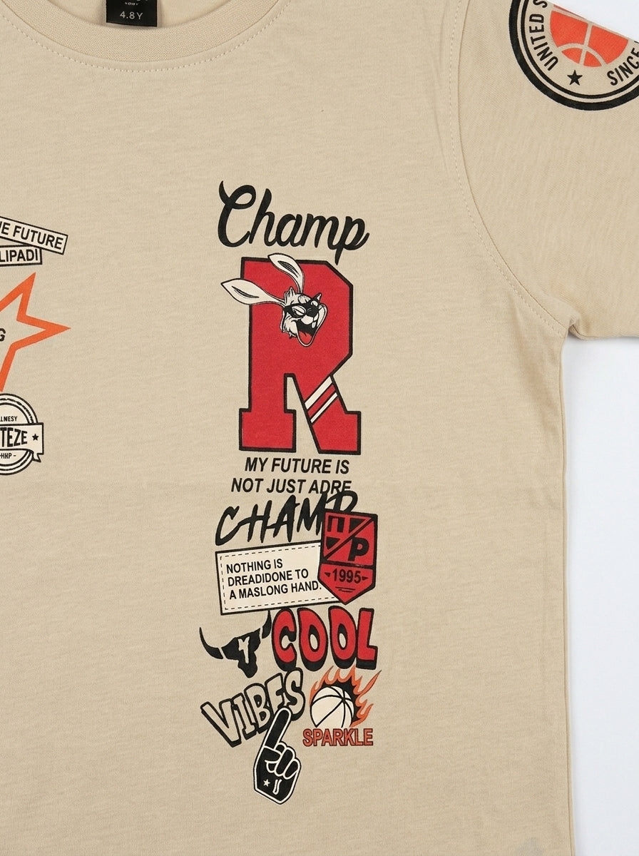 CHAMPS T-SHIRT | BEIGE SORCE KIDS 