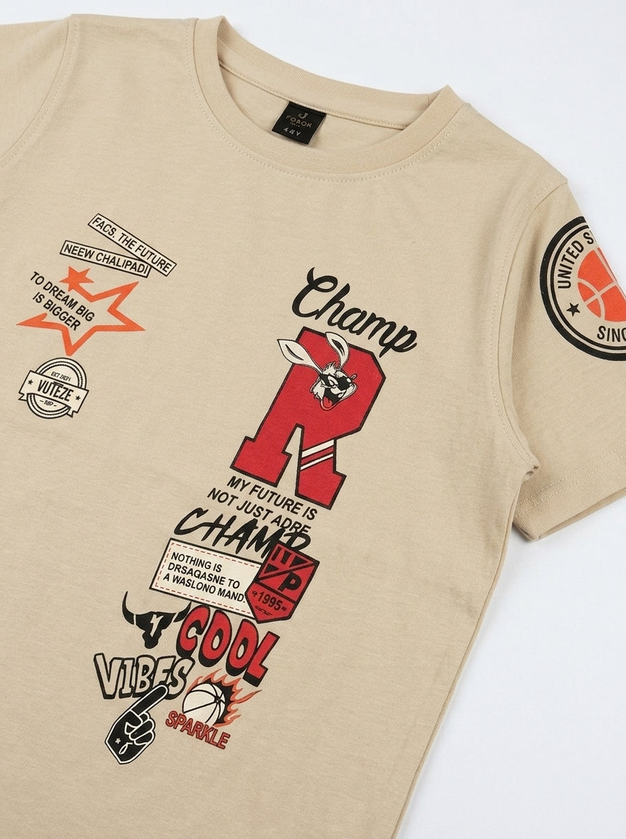 CHAMPS T-SHIRT | BEIGE SORCE KIDS 