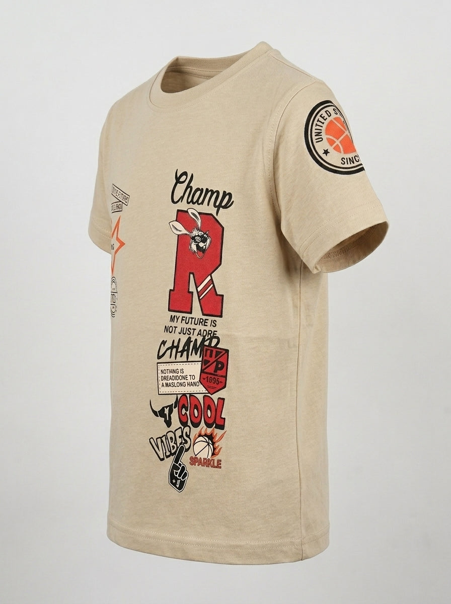 CHAMPS T-SHIRT | BEIGE SORCE KIDS 