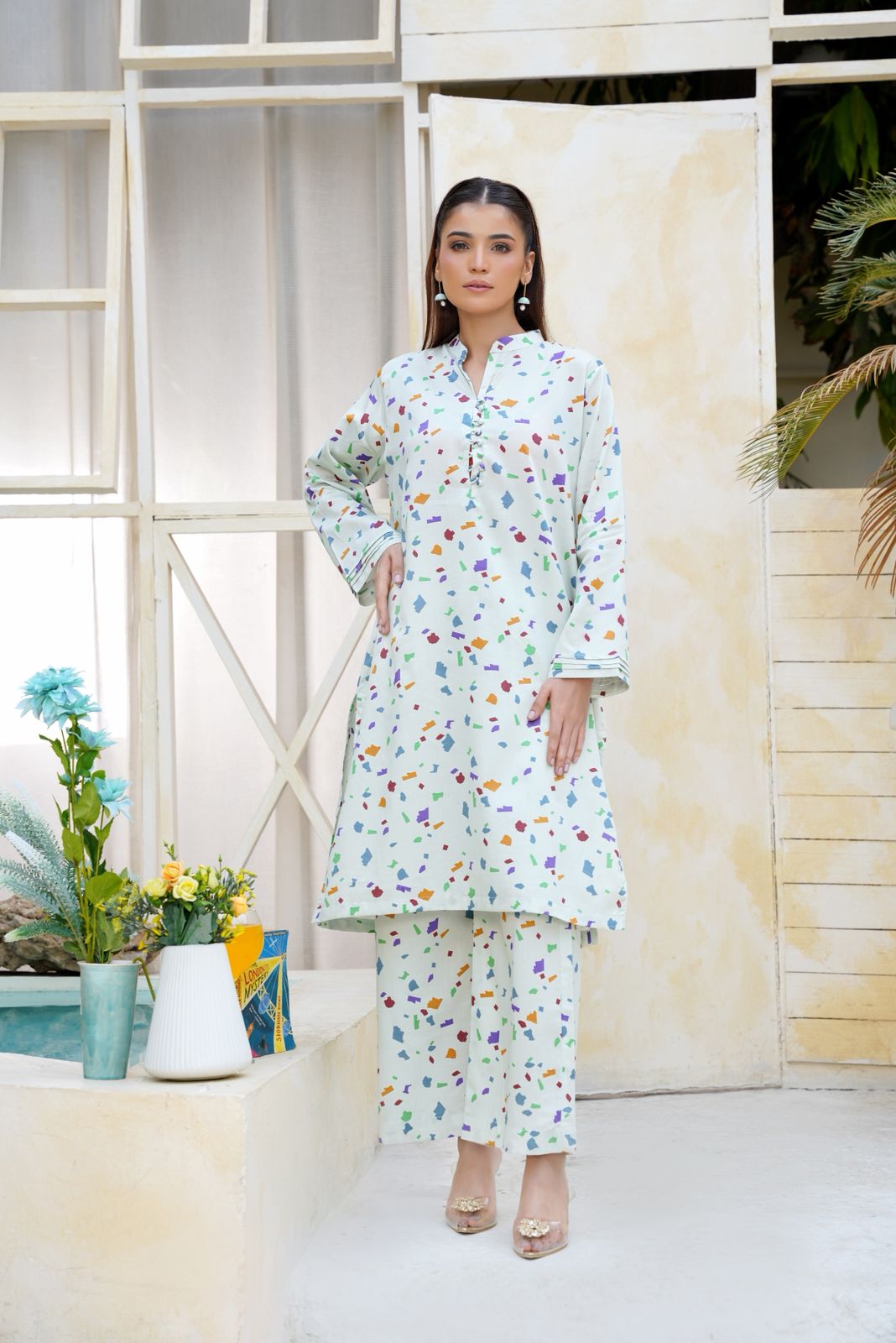 White Printed Co-Ord Set Bayashma 