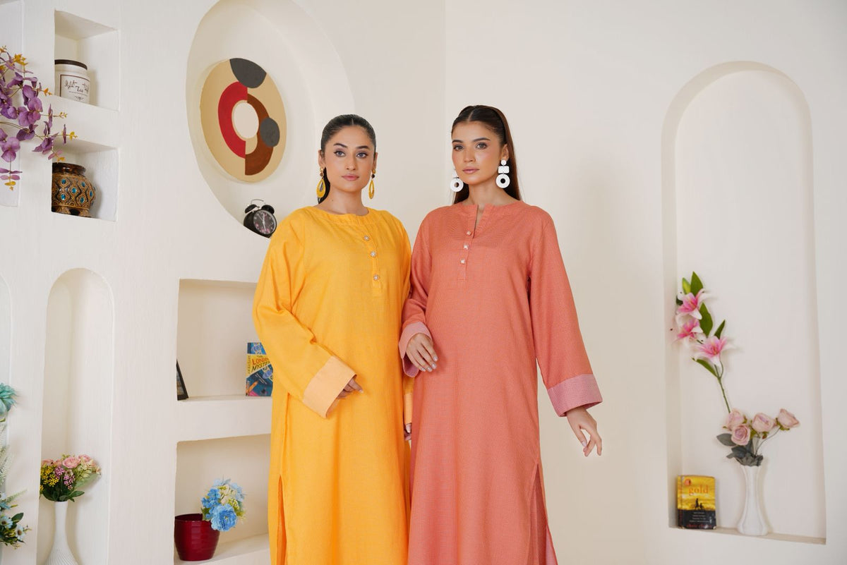 Orange Printed 2 Piece Bayashma 