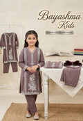 Mauve Floral Embroidered Kurta Set Kids Bayashma
