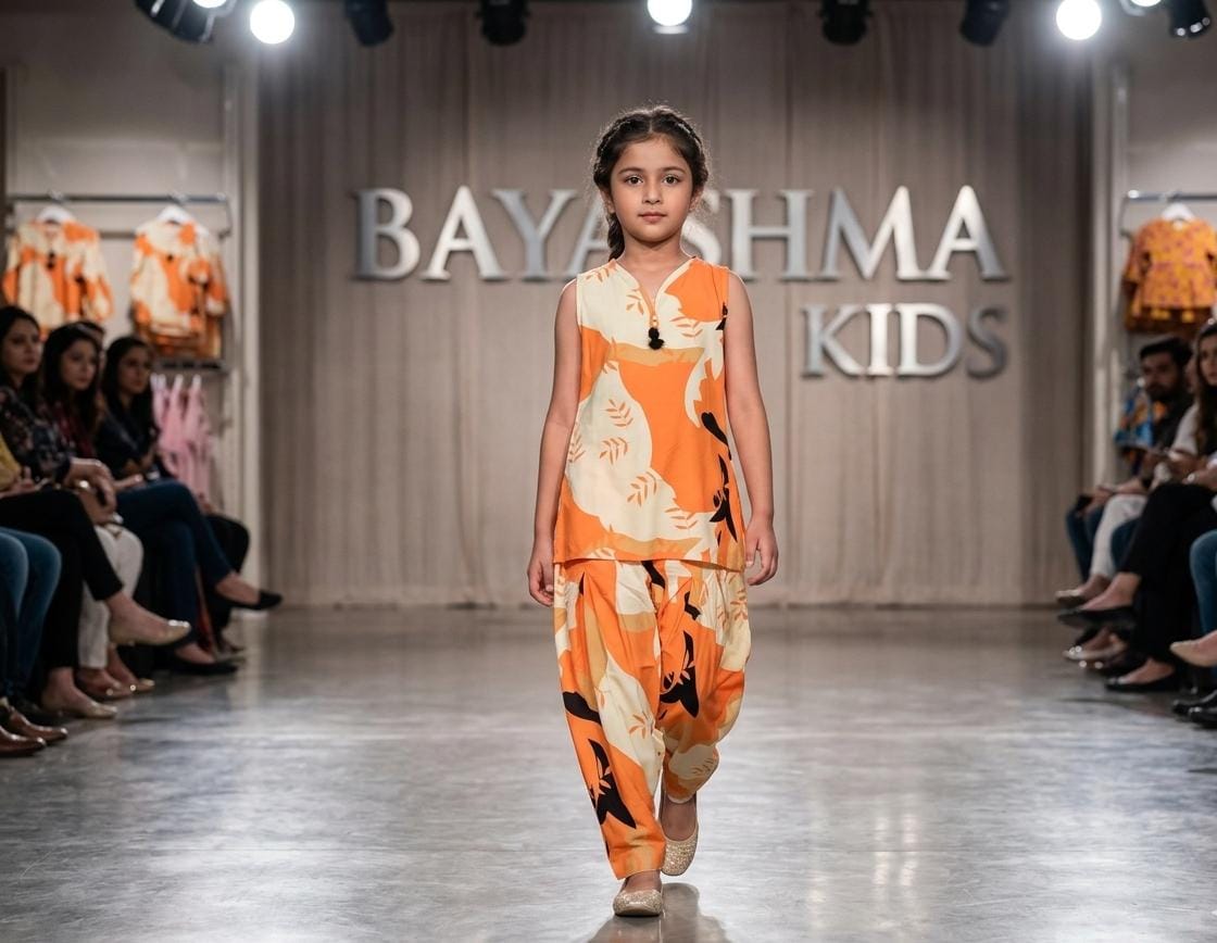 Sunset Abstract Shalwar Set Kids Bayashma 