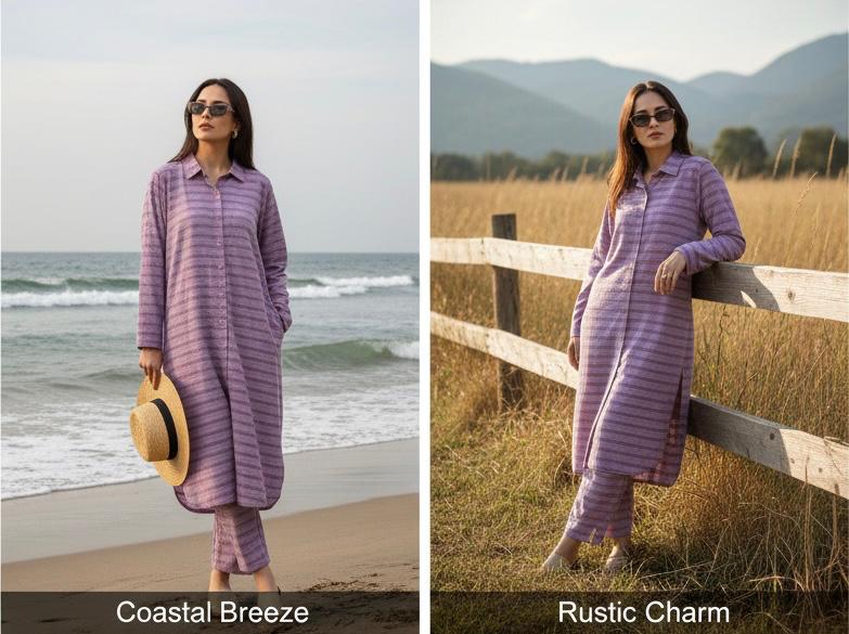 "Purple Printed Co-Ord Set Bayashma 