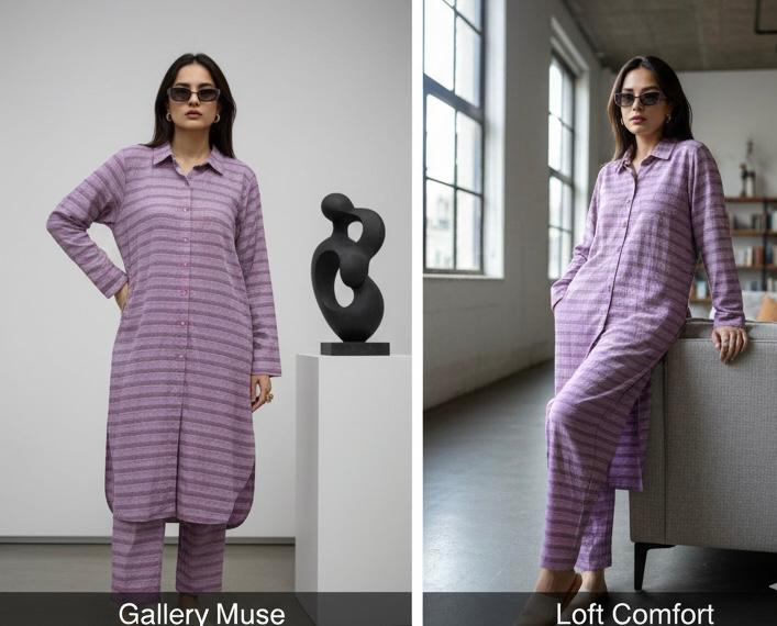 "Purple Printed Co-Ord Set Bayashma 