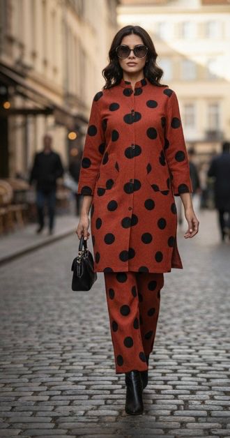 Red Polka Dot Printed Co-Ord Set Bayashma 