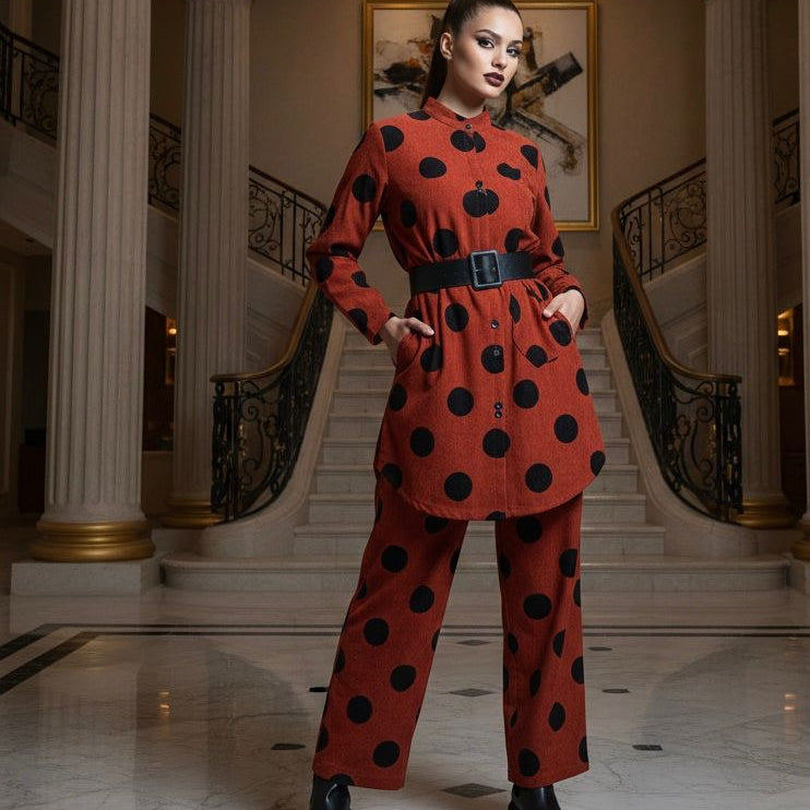 Red Polka Dot Printed Co-Ord Set Bayashma 