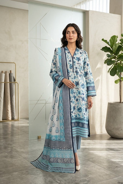 2 Piece Light Blue Shirt with Printed Dupatta Bayashma 