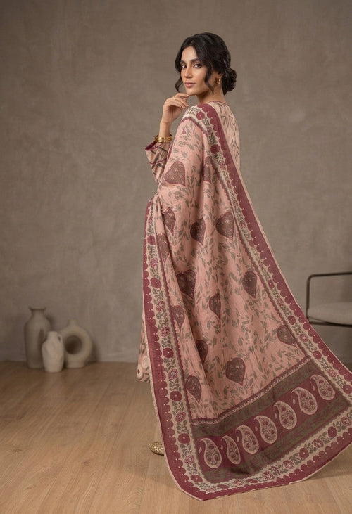 2 Piece Peach Shirt with Printed Dupatta Bayashma 