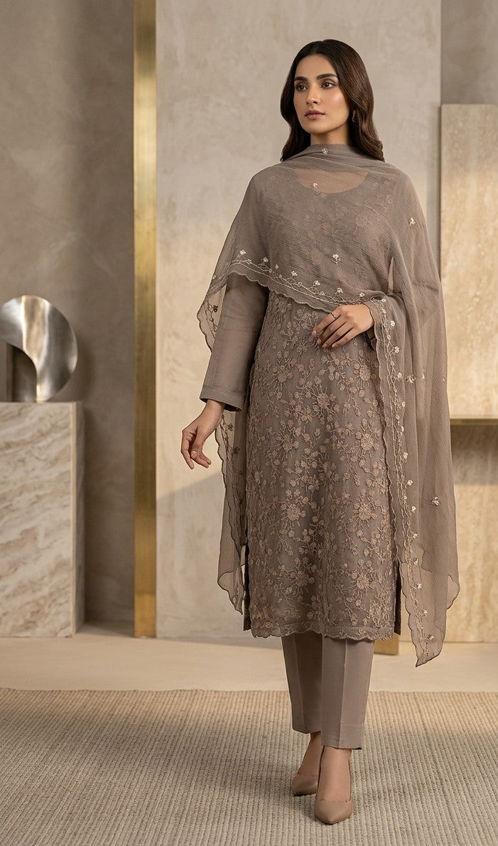 Elegance Embroidered Chiffon 3-Piece Suite Bayashma 
