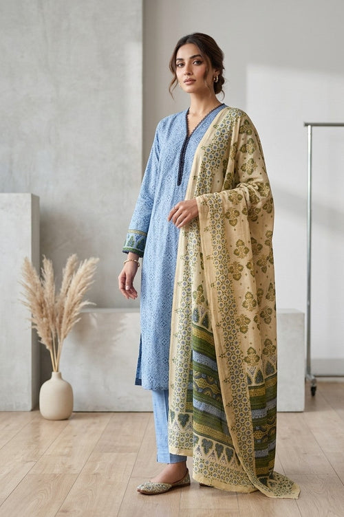 2 Piece Sky Blue Shirt with Dupatta Bayashma 