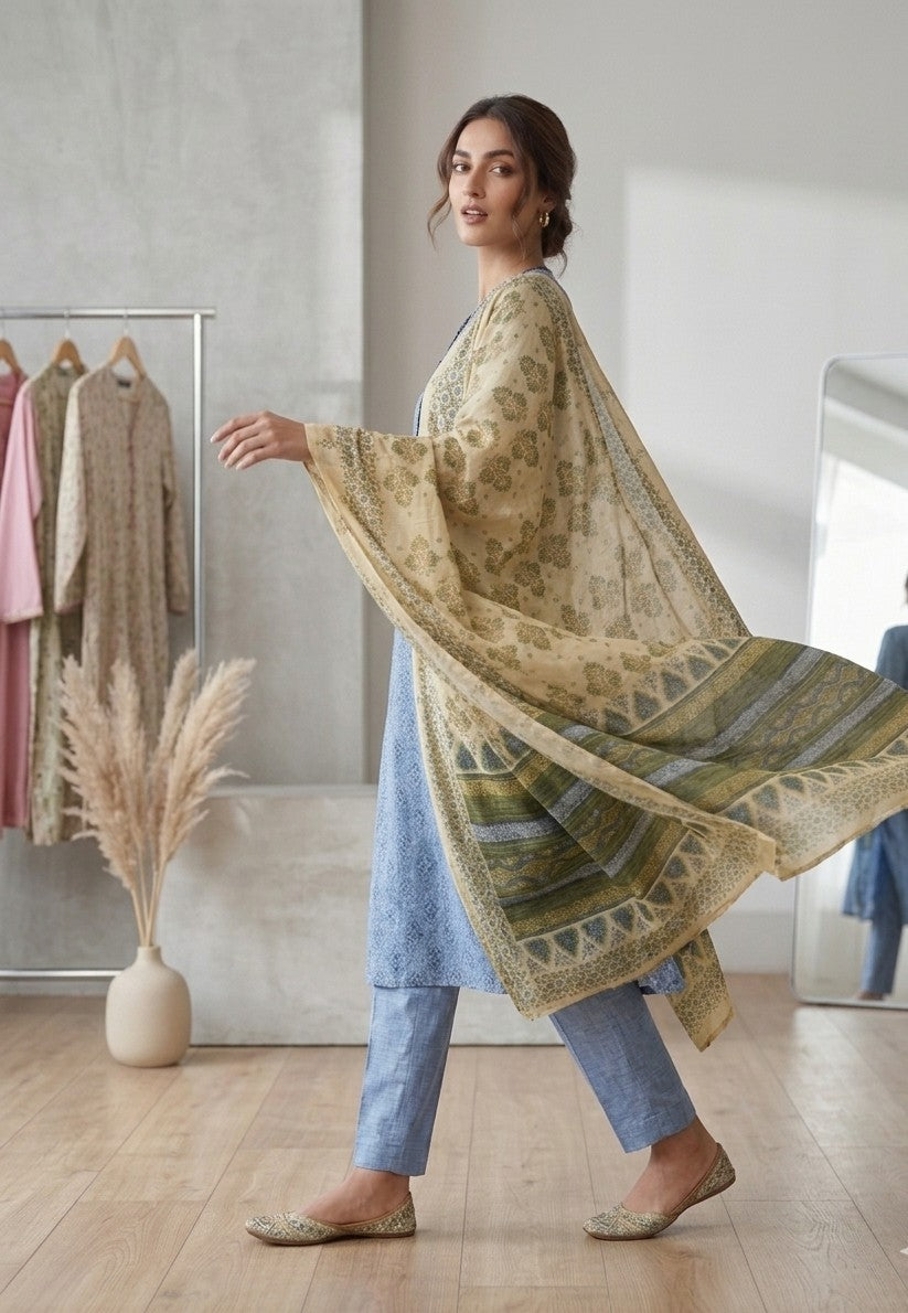 2 Piece Sky Blue Shirt with Dupatta Bayashma 