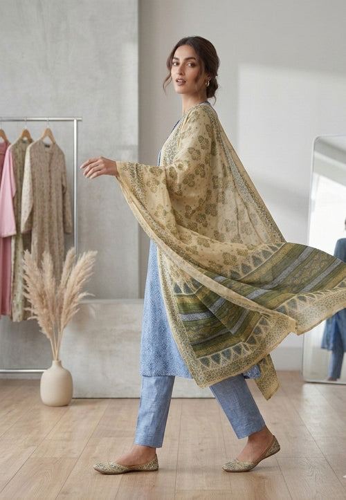 2 Piece Sky Blue Shirt with Dupatta Bayashma 
