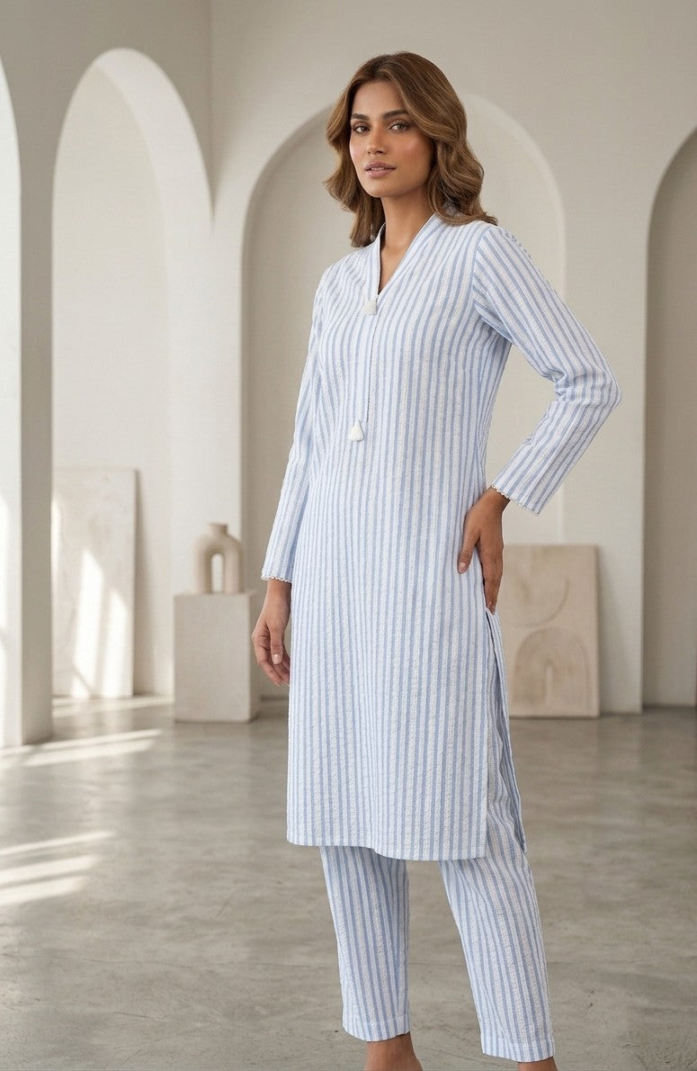 Azure Stripe Co-ord Set Bayashma 