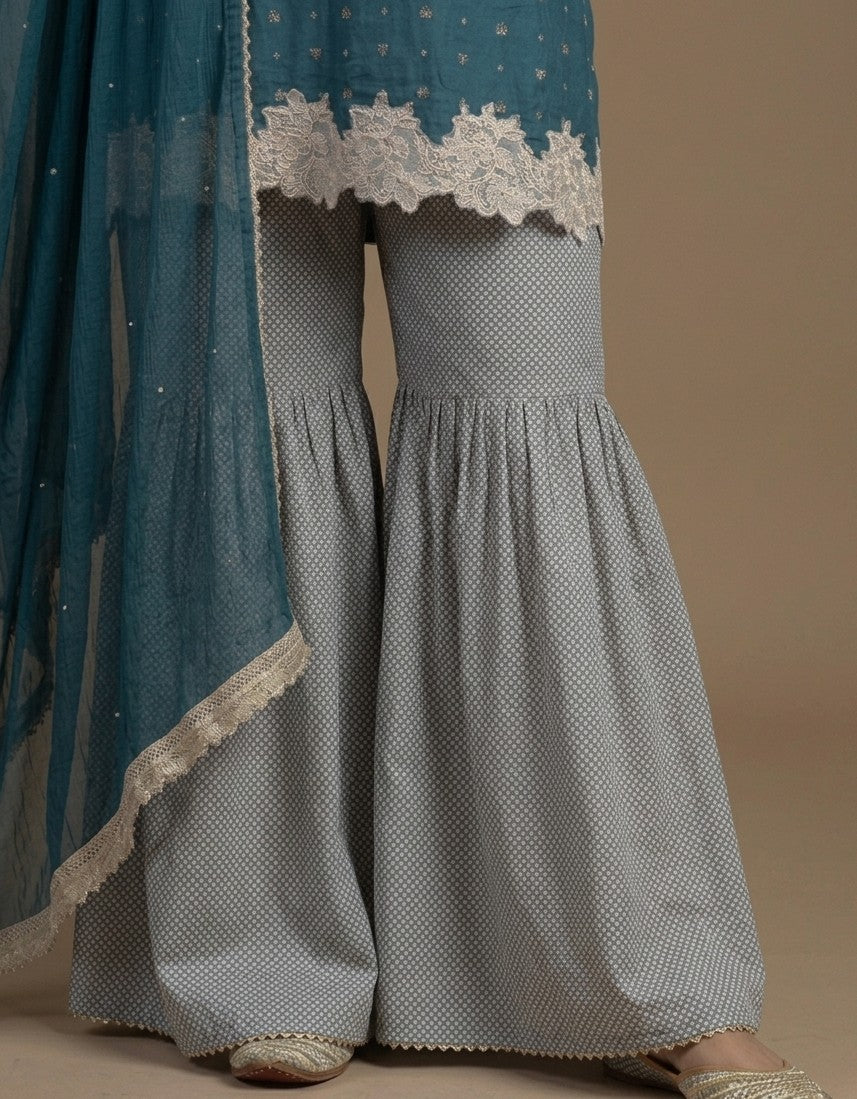Mint Green Floral Lawn 3 Piece Bayashma 