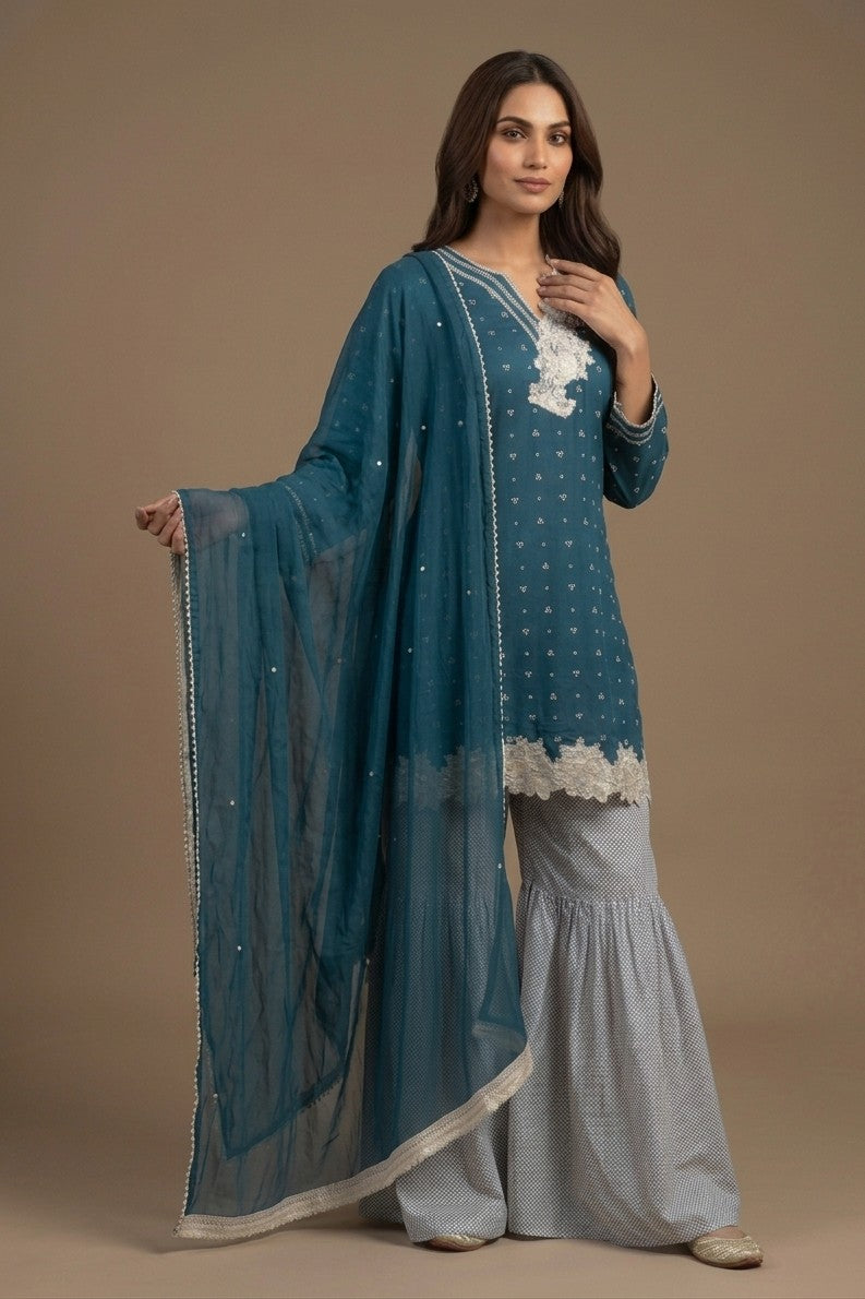 Mint Green Floral Lawn 3 Piece Bayashma 