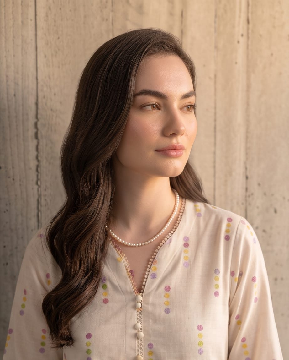 Short Shirt with Farshi Shalwar - Off White Bayashma 