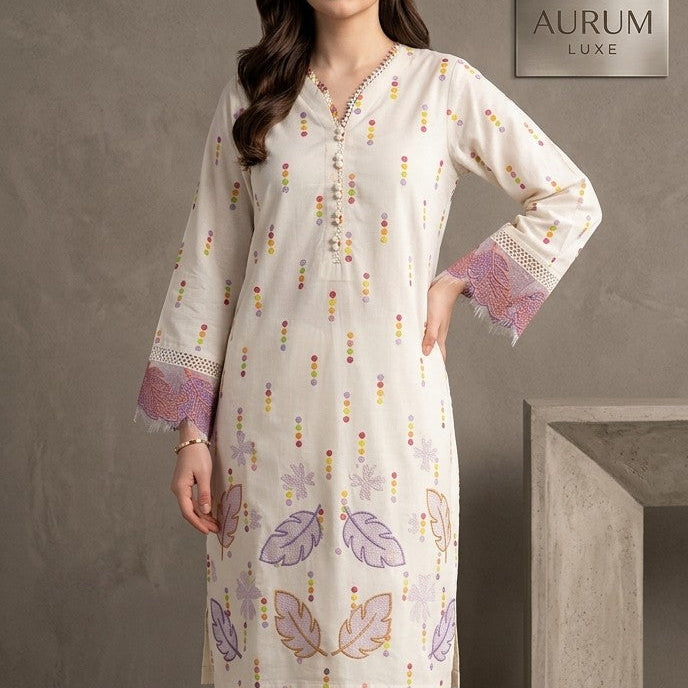 Short Shirt with Farshi Shalwar - Off White Bayashma 