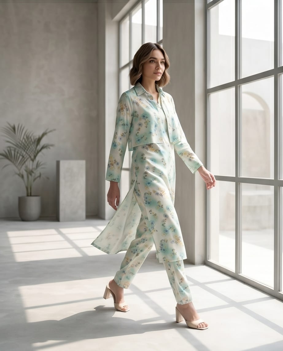 Mint Floral Co-ord Set Bayashma 