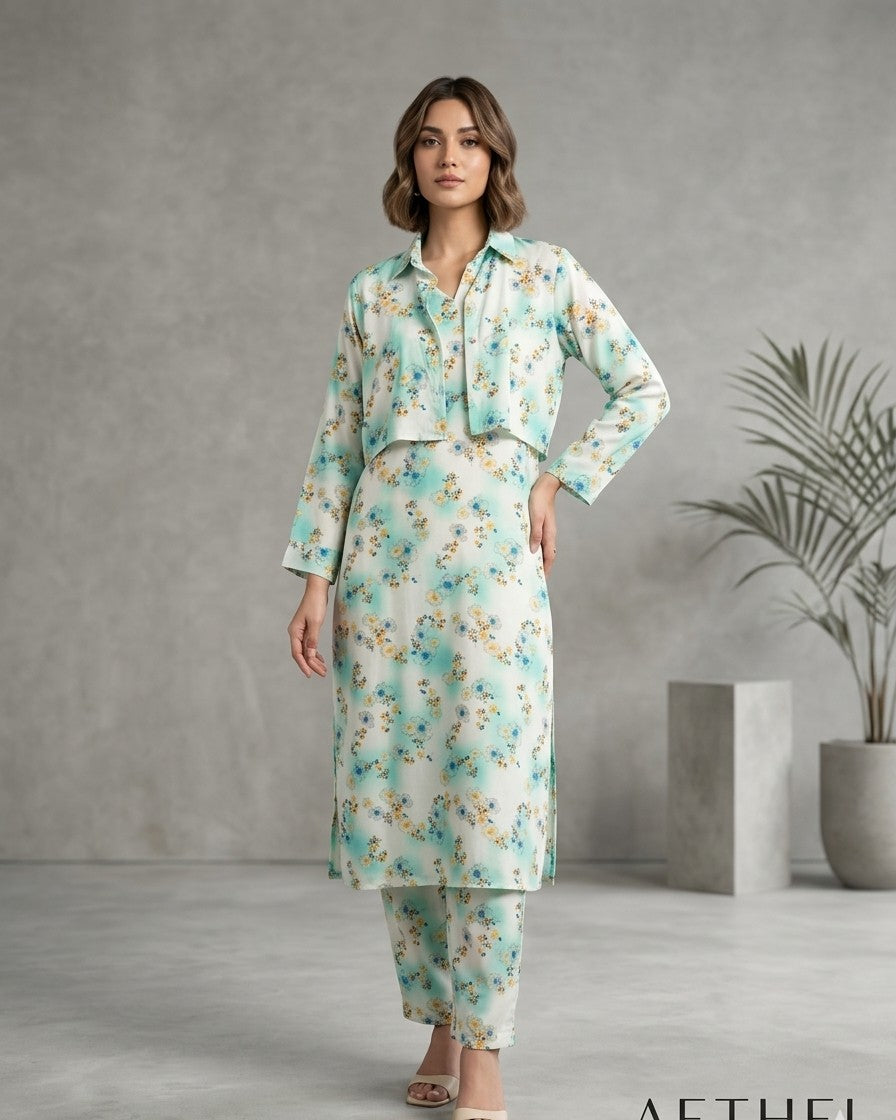 Mint Floral Co-ord Set Bayashma 