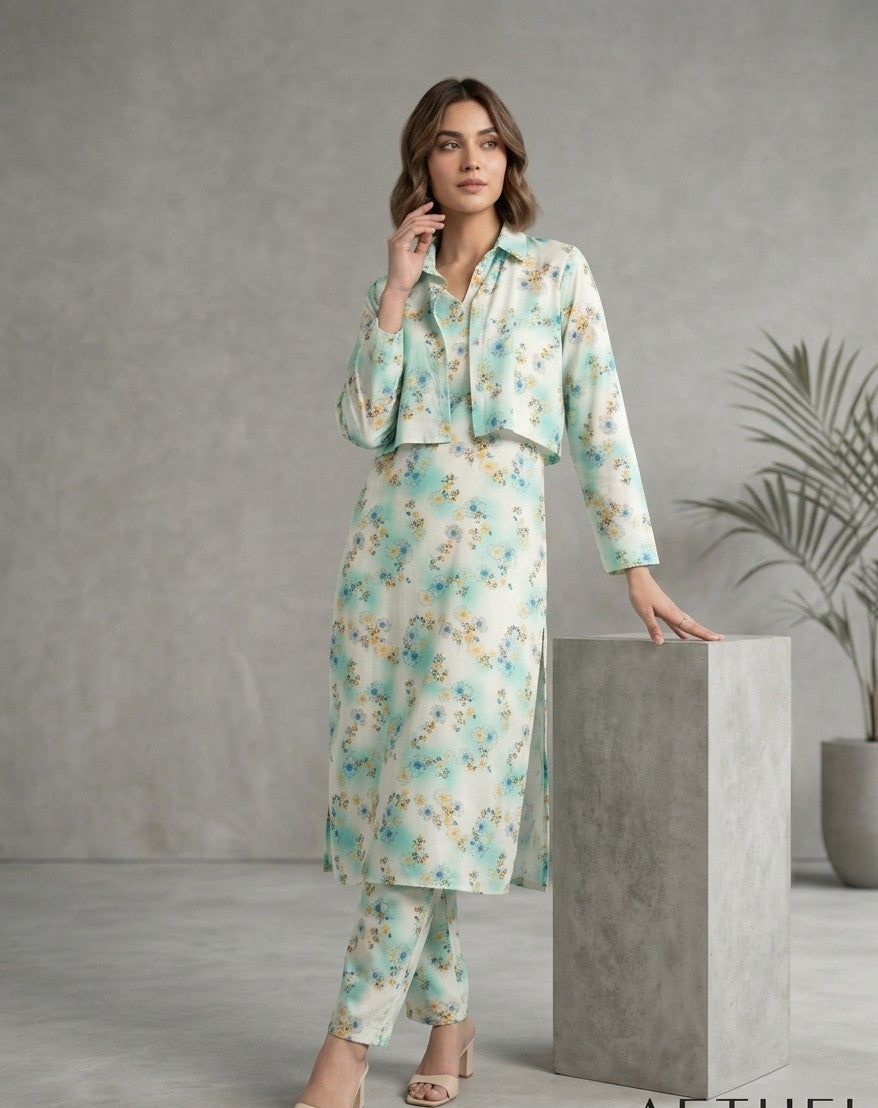 Mint Floral Co-ord Set Bayashma 