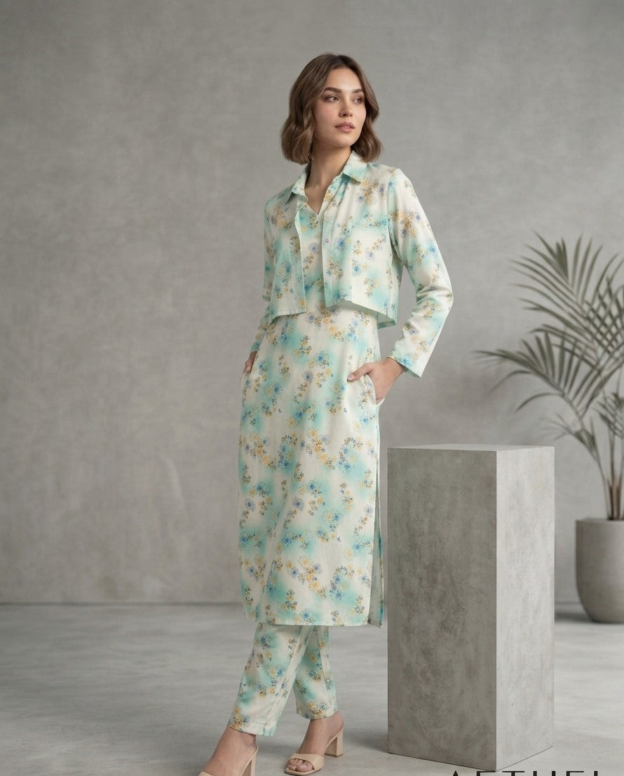 Mint Floral Co-ord Set Bayashma 