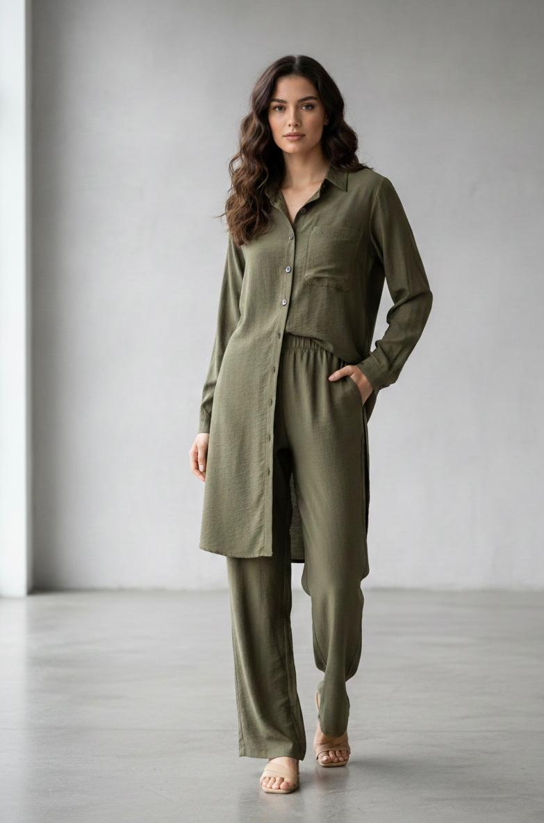 Beige Solid Co-Ord Set Bayashma 