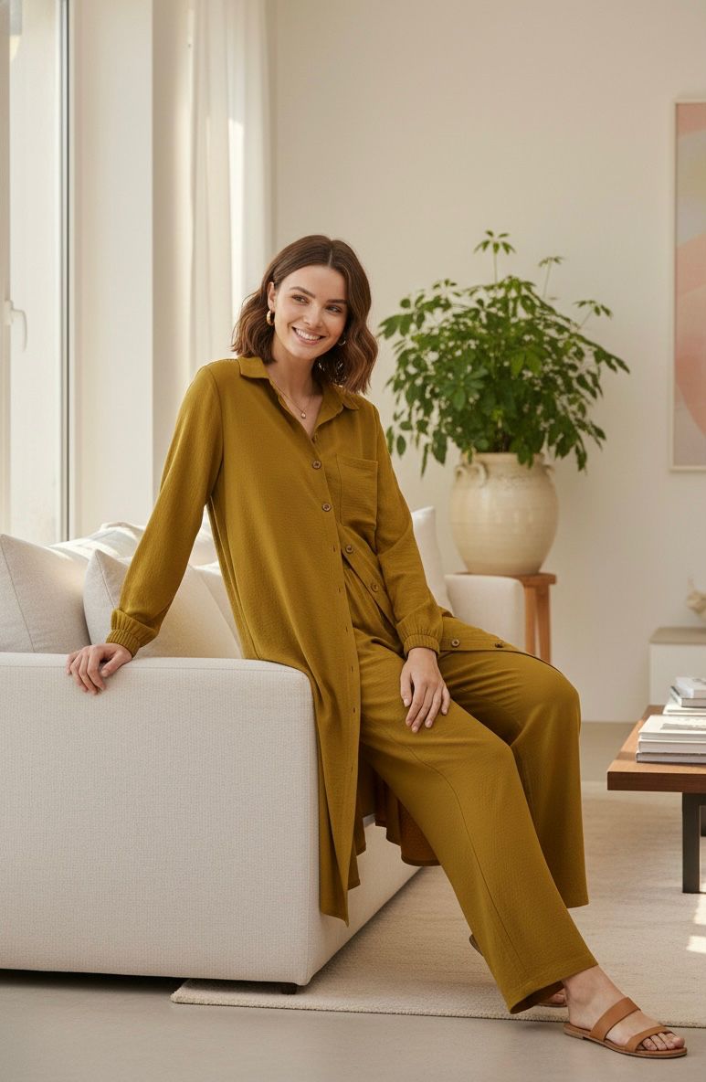 Gold Solid Co-Ord Set Bayashma 