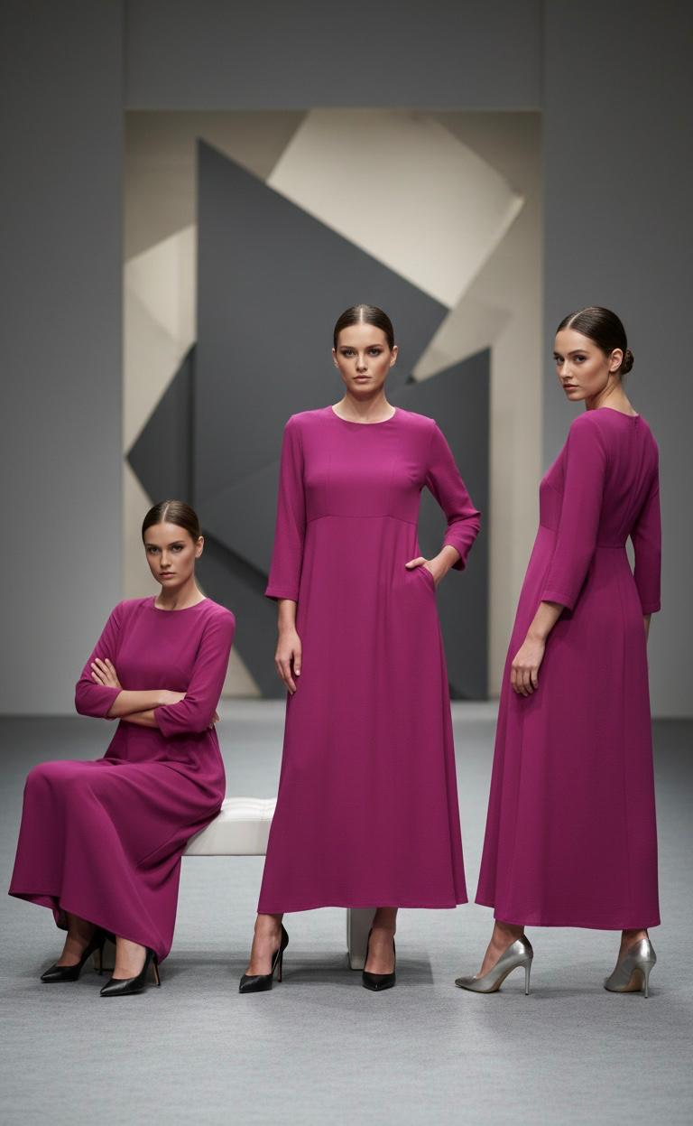 Purple Long Solid Frock Bayashma 